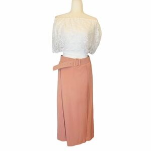 Two Piece Sets Off Shoulder Lace Patchwork Blouse